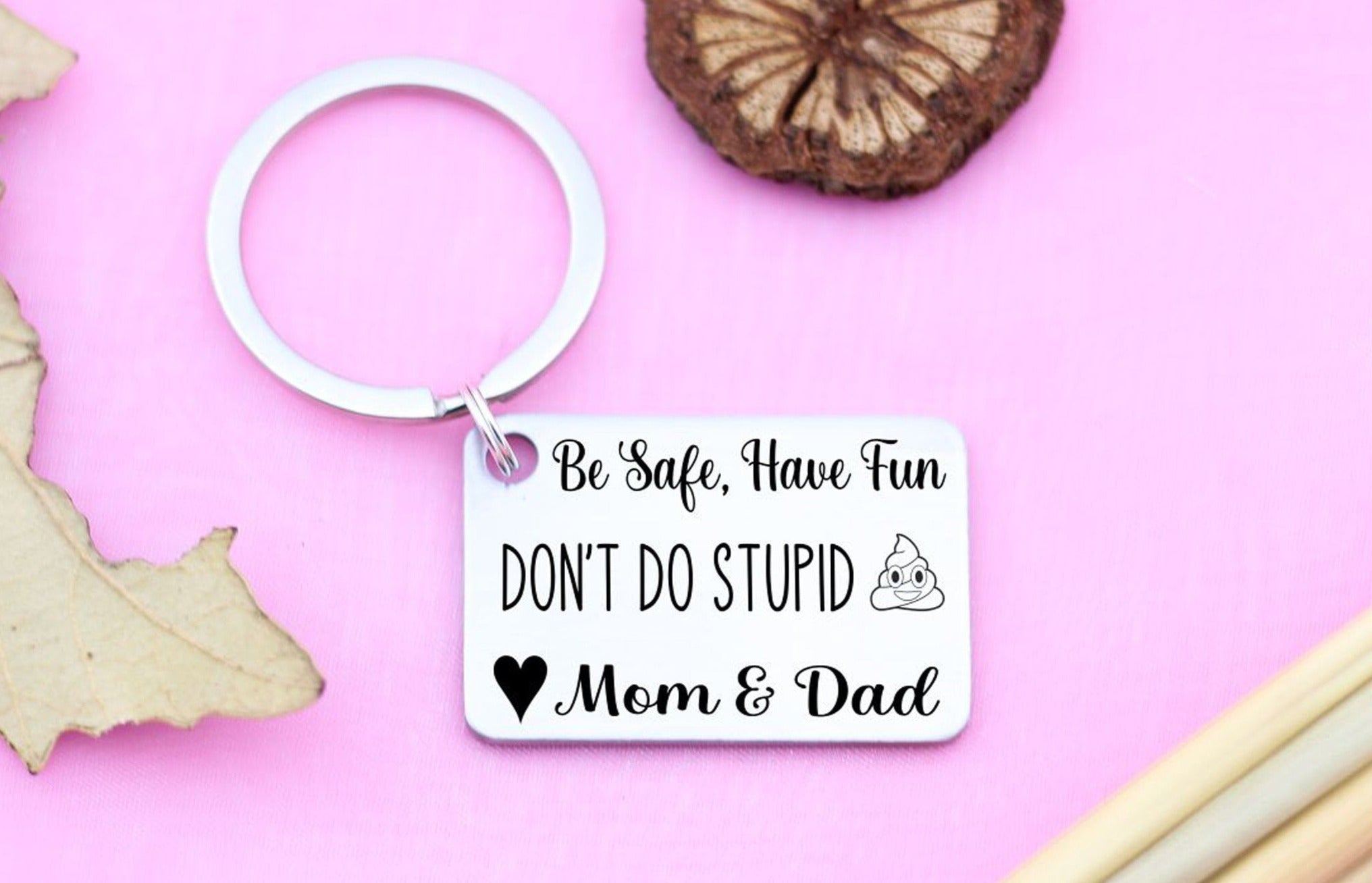 1pc Don't Do Stupid Shit Keychain From Mom Or Dad - Laser Engraved Key  Chain For New Driver, Funny Son Or Daughter Gift, Graduation Gift Idea