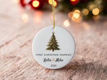 Load image into Gallery viewer, First Christmas Married Ornament, Mr Mrs Ornament, Personalized Wedding Gift,  Newlywed Christmas Gift, Our First Christmas Ornament
