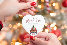 Load image into Gallery viewer, Couples 1st Christmas Heart Ornament - Personalized Just Married Ornament - Cute First Christmas Ornament- Personalized Christmas gift
