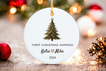Load image into Gallery viewer, First Christmas Married Ornament, Mr Mrs Ornament, Personalized Wedding Gift,  Newlywed Christmas Gift, Our First Christmas Ornament
