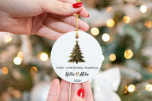 Load image into Gallery viewer, First Christmas Married Ornament, Mr Mrs Ornament, Personalized Wedding Gift,  Newlywed Christmas Gift, Our First Christmas Ornament
