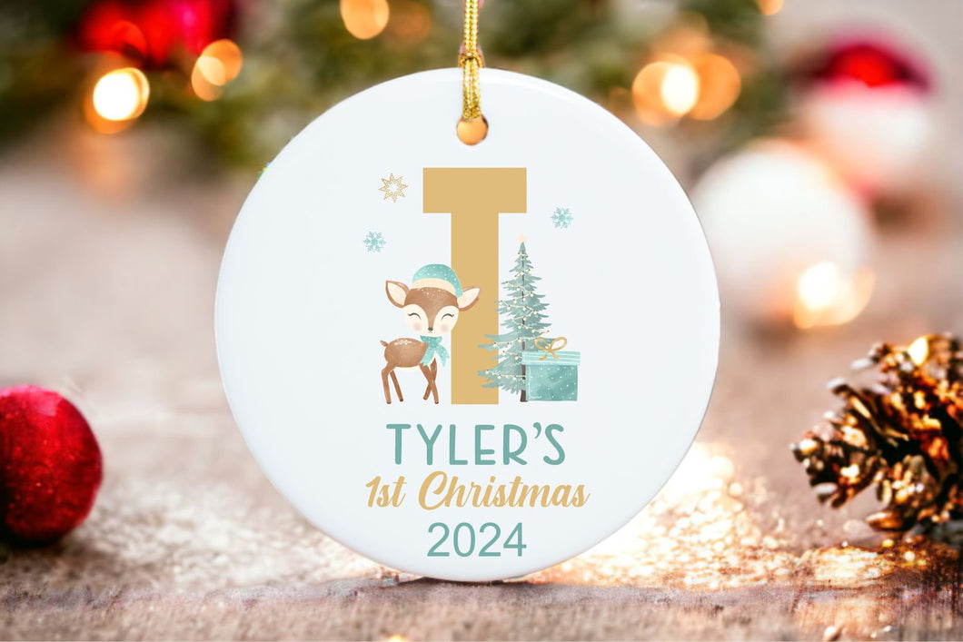 Baby 1st Christmas Ornament - Personalized Initial Ornament - Cute Letter Christmas Ornament- Personalized Christmas gift