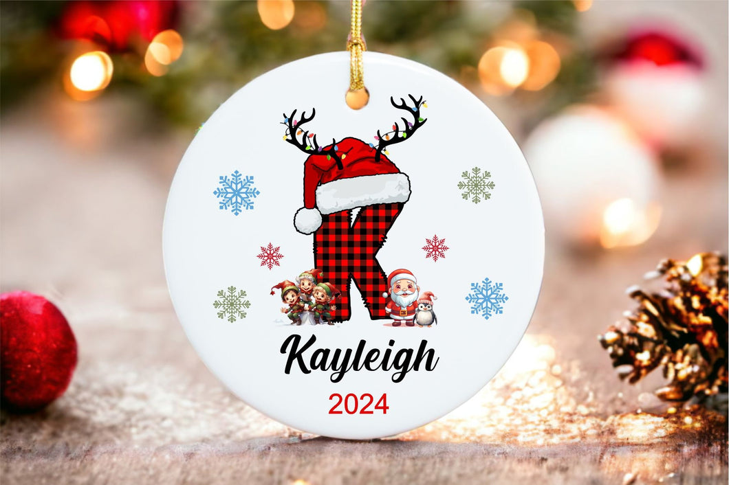 Custom Initial Ornament - Letter Name Ornament - 2024 Family Ornament - Personalized - Christmas gift - Family Keepsake - Monogram Ornament