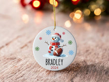 Load image into Gallery viewer, Custom Football Ornament - Snowman Name Ornament - 2024 Football Ornament - Personalized Christmas gift - Family Keepsake - Snowman Ornament
