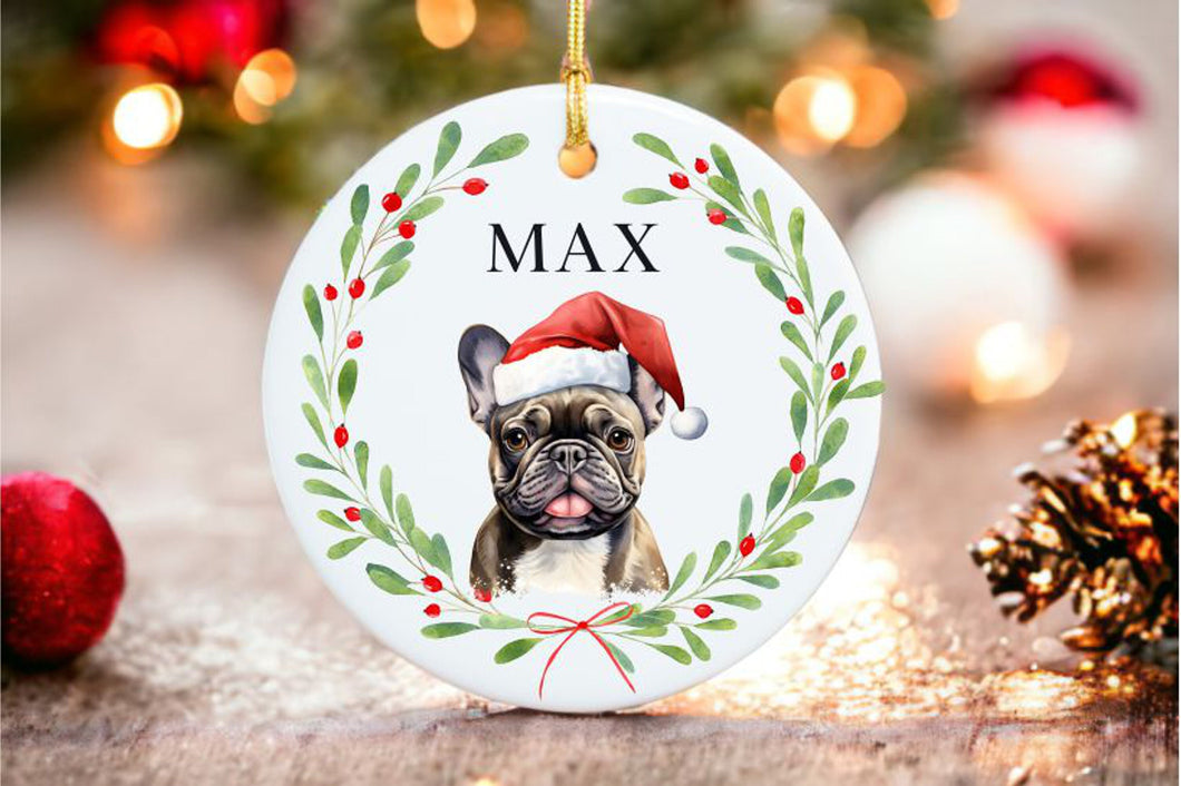 100 different Breed Custom Ornament - French Bulldog - Water Color Photo